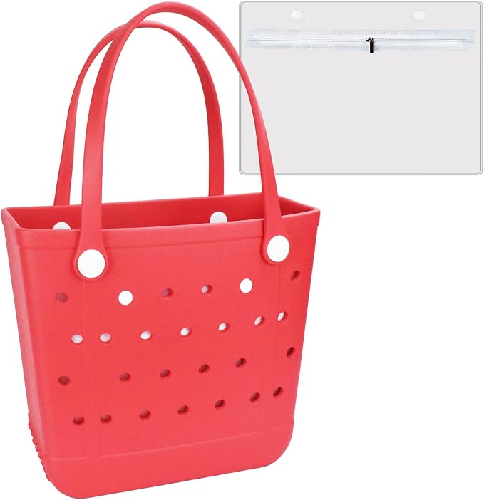 Rubber Beach Bag for Women, Waterproof Travel Tote Bags for Beach | Waterproof Sand-proof Tote Bags with Zipper Pocket, Durable Lightweigh Tote Bag for Outdoor by Unknown