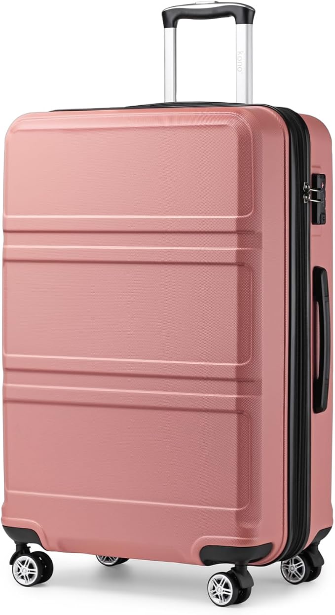 Kono 28 Inch Luggage Expandable Suitcase with Spinner Wheels TSA Lock | Lightweight PC+ABS Hardside Large Checked Luggage Durable Rolling Suitcase Nude/Rose Pink by Kono