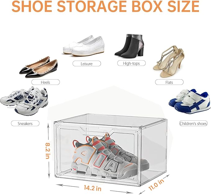 Magnetic Acrylic Clear Shoe Boxes – 360° Transparent Stackable Sneaker Storage & Organizer Box, Professional Shoe Display Case & Multipurpose Storage Bin for Closet (5pcs) - Image 2