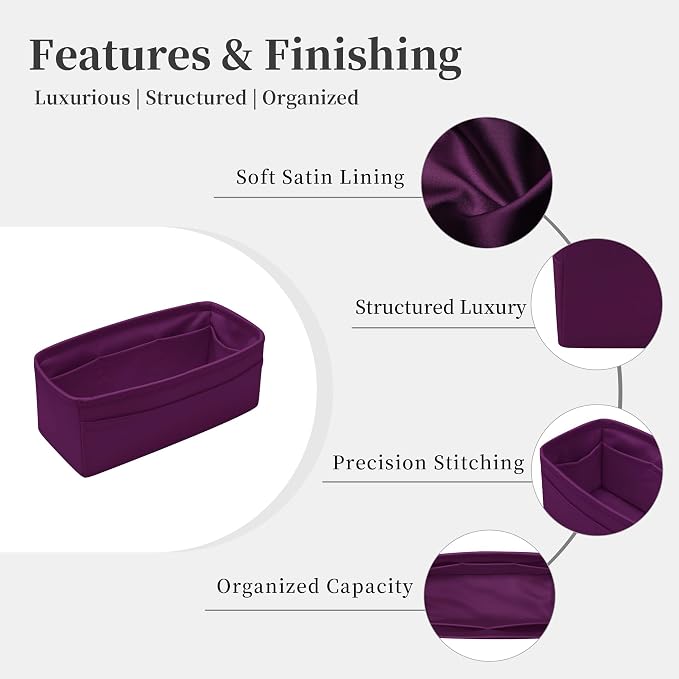 Satin Purse Organizer for Birkin 35, Anemone | Custom Fit, Multiple Pockets, Lightweight Purse Essentials, Ideal for Travel, Shopping, and Daily Use - Image 5