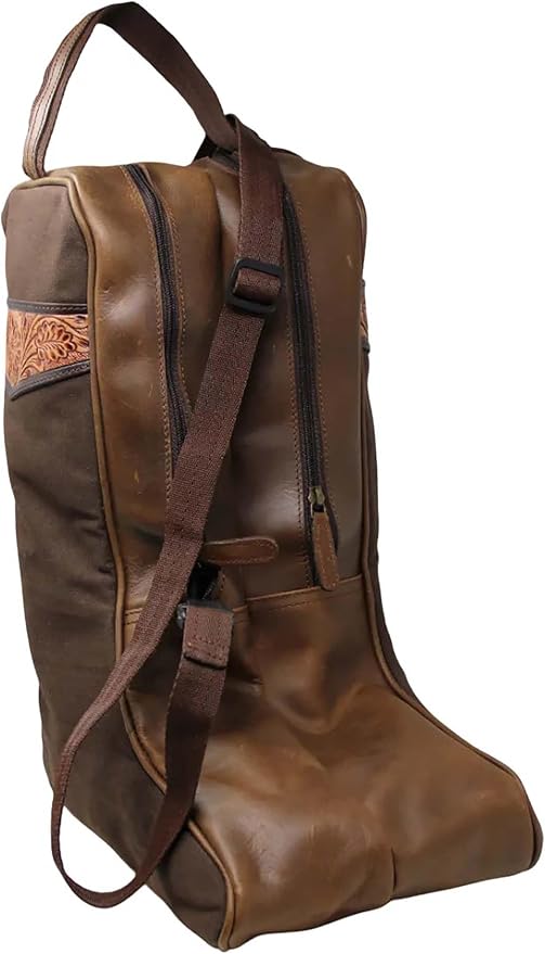 CHALLENGER Western Waxed Canvas Leather Travel Carry Storage Boot Bag Waterproof 30SK02 - Image 4
