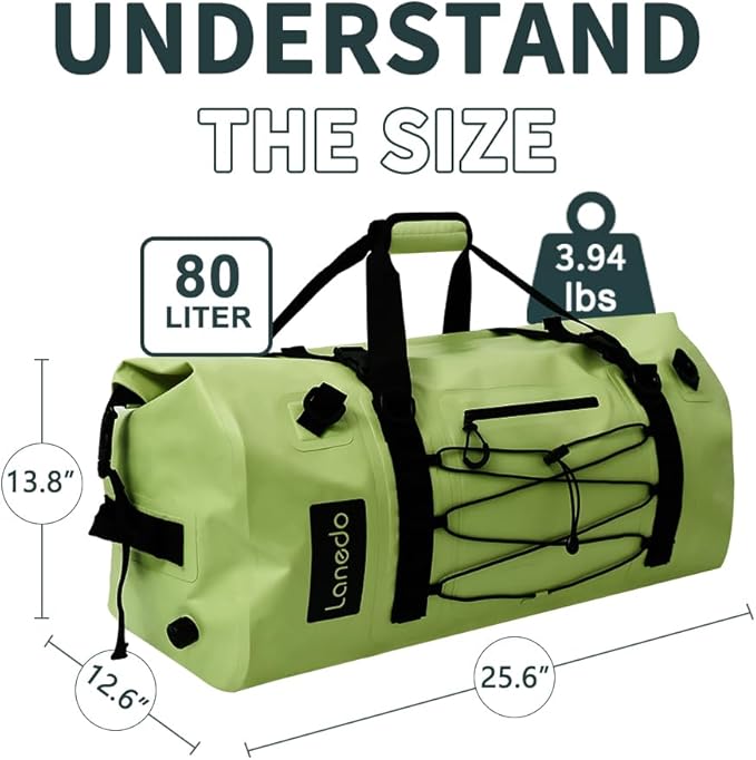 80L Dry Bag Large Waterproof Bag Roll-Top Heavy Duty Fishing Duffel Bag with Durable Straps & Handles for Kayaking Paddle boarding Boating Rafting Fishing - Image 2