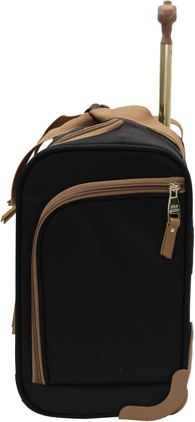 steve madden Designer 15 Inch Carry on Suitcase- Small Weekender Overnight Business Travel Luggage- Lightweight 2- Rolling Spinner Wheels Under Seat Bag for Women (Harlo Black) - Image 4