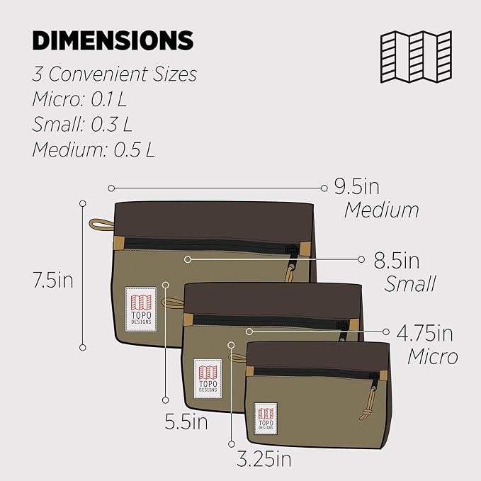 Topo Designs Accessory Bags, Travel Organizer Accessories for Smaller Items, Durable Storage Pouch, 3 Sizes, Fully Lined Pack Cloth (Small, Woodland/Elmwood) - Image 2
