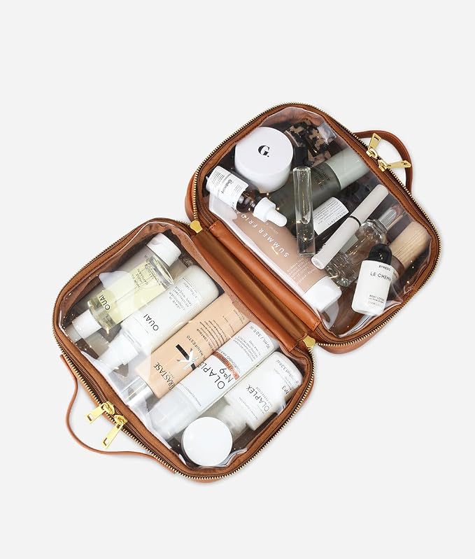 FAWN DESIGN The Toiletry Case, Hanging Travel Toiletry Bag for Women, 2 Compartments, Premium Matte Faux Leather Clear Toiletry Bag, Zippered Large Toiletry Bag, Easy to Clean, 9.5 x 3.5 x 6.5 inches - Image 4
