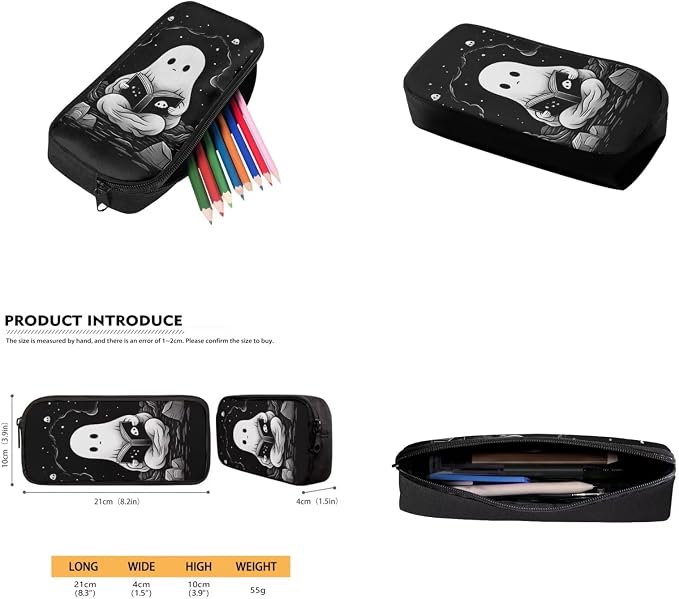 Ghost Backpack for Boys Girls Backpack with Lunch Box Water Bottle Holder and Soft Pencil Case 4PCS Set Bookbag with Front Pocket for School Teens 17 inch Large Capacity School Bag for Kids - Image 5