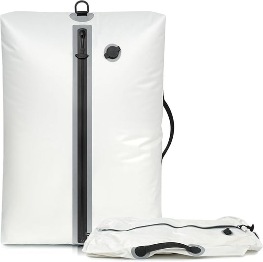 BAGAIL TPU Vacuum Bag for Travel, Reusable Compression Bag with IPX8 Waterproof Zipper, Save Space for Suitcase, Backpack and Carry on (White, Large, No Pump) by BAGAIL