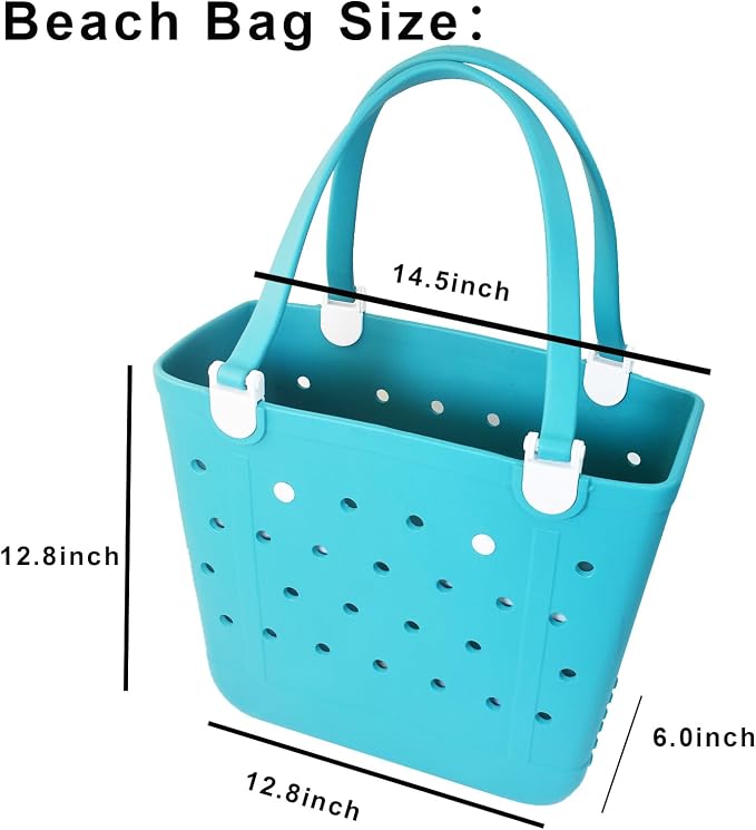 Rubber Beach Bag for Women, Waterproof Travel Tote Bags for Beach | Waterproof Sand-proof Tote Bags with Zipper Pocket, Durable Lightweigh Tote Bag for Outdoor - Image 3