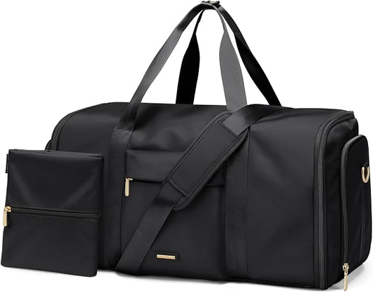 Convertible 2-in-1 Garment Bags for Travel,Women Men Carry On Garment Duffle Bag With Shoe Compartment,Hanging Suit bag,48L,Black by GOLFQUALITY