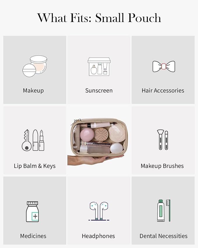 Pocmimut Makeup Bag,Small Makeup Pouch Clear Travel Cosmetic Bag Car Accessories Storage for Women,Travel Essentials Organizers,Apricot - Image 6