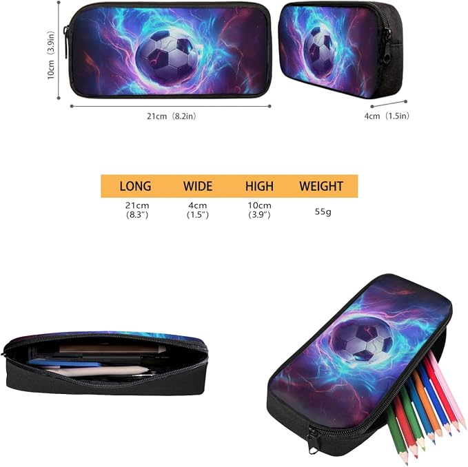 Coloranimal Lighting Football Backpack Set School Bag for Boys, Lightweight Book Bag for Kids School Backpack Mini Lunch Bag Pencil Case Back to School Gifts - Image 4