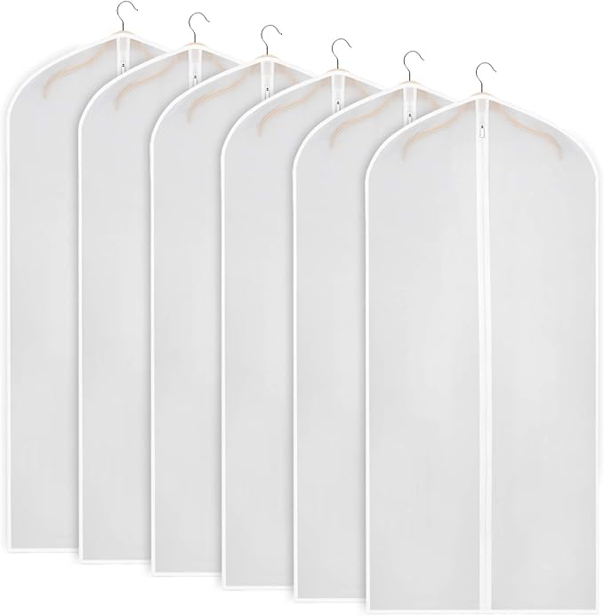 Zilink Garment Bags for Long Dresses 60-inch Translucent Suit Bag with Full-Length Zipper (Set of 6) for Dance Costumes Gown Dress Clothes Storage [Upgraded Version] by Zilink