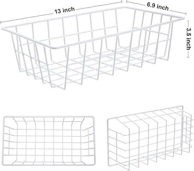 Orgneas Freezer Organizer Bins Metal Wire Storage Baskets for Upright Refrigerator Chest Freezer, Kitchen Pantry Storage and Organization for Fruit Vegetable Soda Cans Toys and Snacks, Set of 4 - Image 7