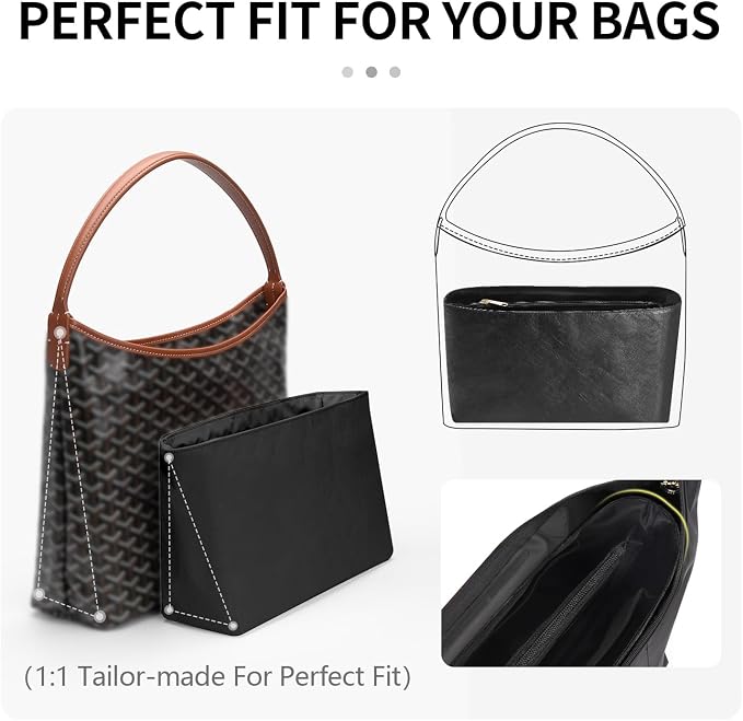 Tote Bag Organizer Insert Compatible with Geya Hobo Handbag, Dupont Paper Inner Purse Organizer Insert Makeup Liner Bag Shaper Black - Image 8