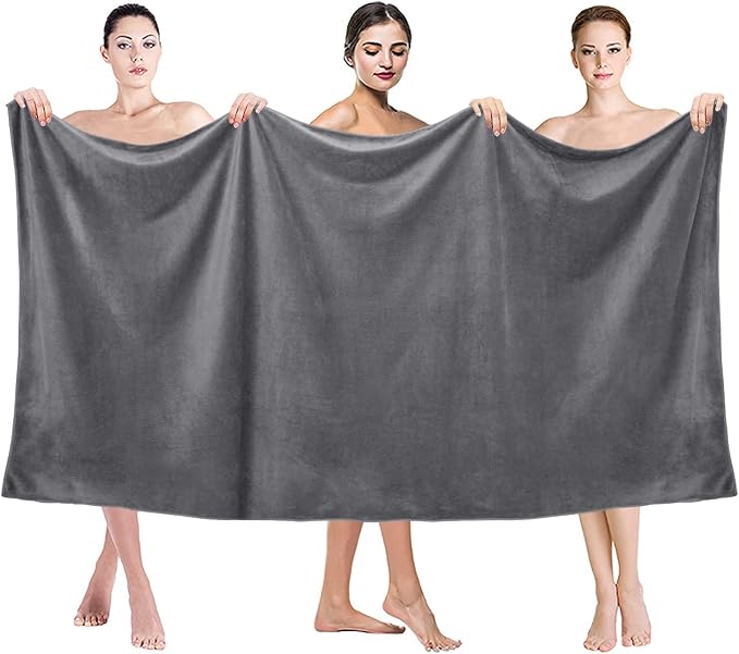 JML Extra Large Bath Towels, Microfiber Bath Sheet Towels for Body, 2 Pack 35" x 70", Oversized, Soft, Super Absorbent, Fast Drying, Perfect forSauna, Shower, Sport, Fitness, Yoga, Grey - Image 2