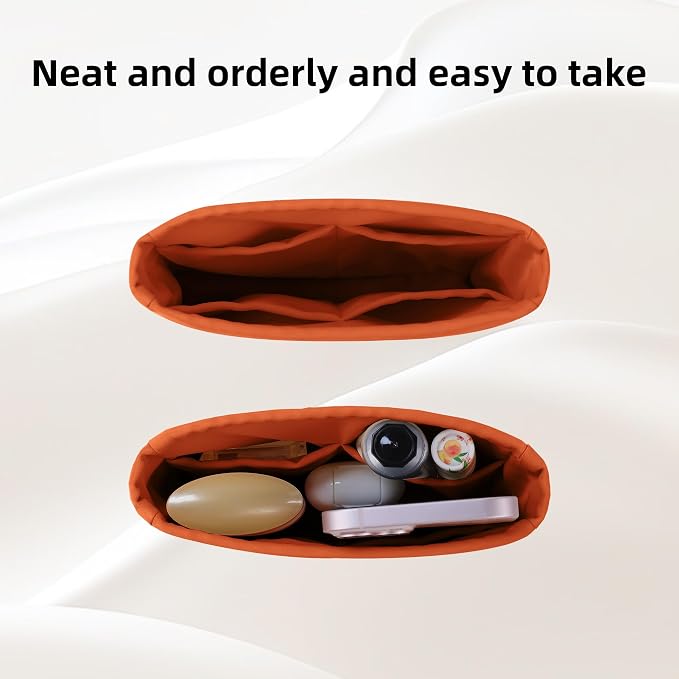DGAZ Silk Purse Organizer Insert for Evelyne Bag(Vitality orange,PM) | Soft and Lightweight,Perfect Fit,Multi-pocket Storage,Bag Protector,Luxury Bag Care,Handmade,for Smooth Bag Organizer - Image 5