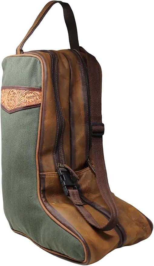 CHALLENGER Western Waxed Canvas Leather Travel Carry Storage Boot Bag Waterproof 30SK02 by Challenger