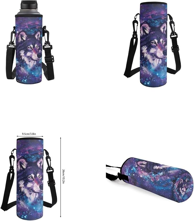 Galaxy Wolf Backpack for Girls Kids Backpack with Lunch Box Water Bottle Pouch and Soft Pencil Case 4PCS Set Bookbag with Front Pocket for School 17 inch Large School Bag for Elementary Girls - Image 6