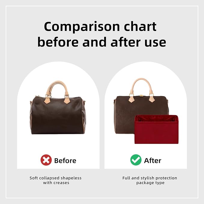 DGAZ Silk Purse Organizer Insert Fits LV Speedy 16/20/25/30/35/45 bags，Silky Smooth Bag Organizer，Luxury Handbag & Tote Shaper（Wine Red，SP45） - Image 4