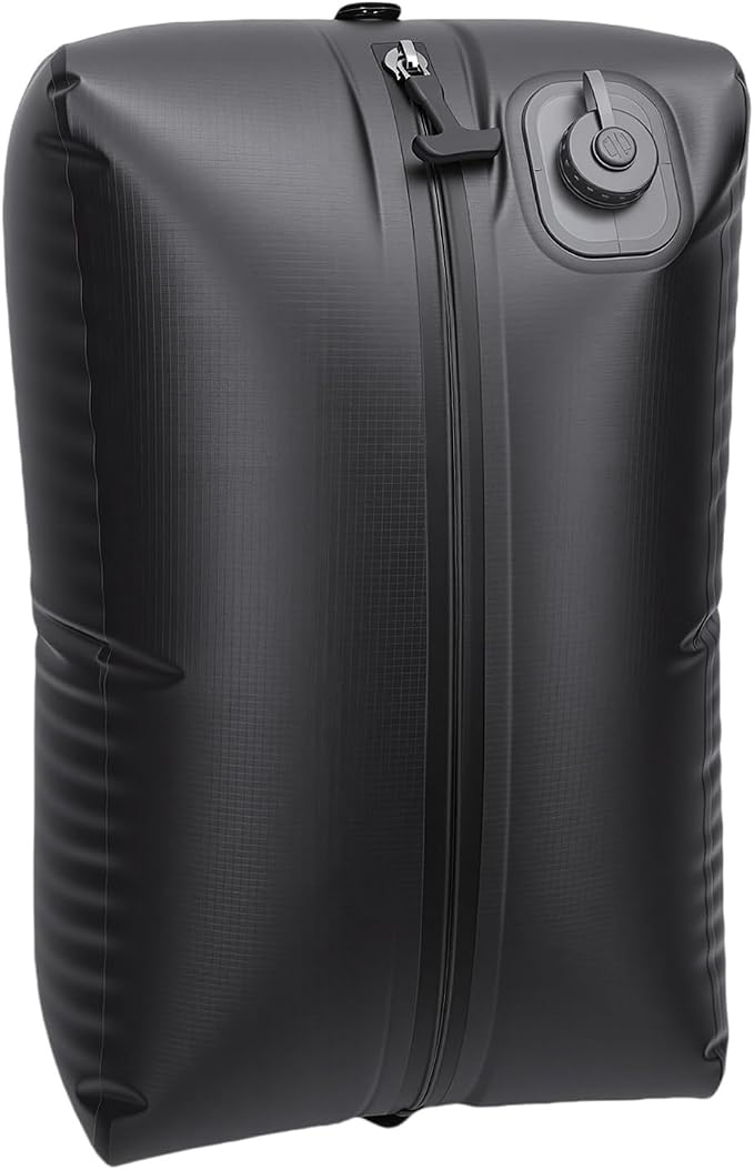 Reusable Travel Vacuum Bags, 20L Automatic Vacuum Compression Bag Built in Pump, Space Saver Seal Packing Cubes for Clothing for Carry On Suitcase and Backpack Luggage (Black Grid) by oreilet