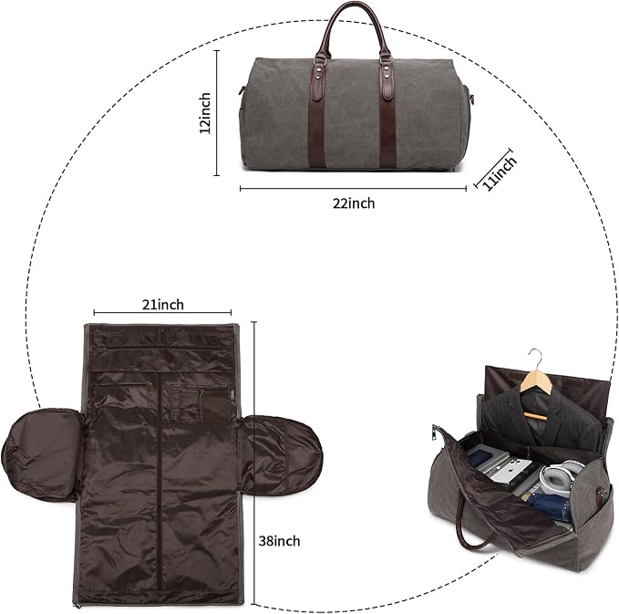 seyfocnia Convertible Travel Garment Bag,Carry on Garment Duffel Bag for Men Women - 2 in 1 Hanging Suitcase Suit Business Travel Bag - Image 3