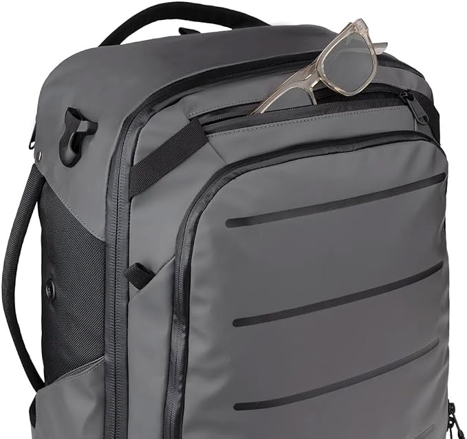 Käydä 36L Travel Backpack - Spacious Carry On Backpack with Detachable Travel Pouch, Magnetic Water Bottle Pocket, Passport and Laptop Pocket - Convertible Boot Bag for Snow Sports (Black/Gold) - Image 3