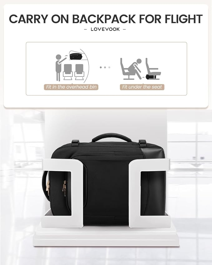 LOVEVOOK 40L Travel Backpack for Women Men, Large Carry on Backpack for Airplanes TSA Personal Item Travel Bag fits 15.6" Laptop, Waterproof Weekender Essentials Airline Approved with 2 Packing Cubes - Image 3