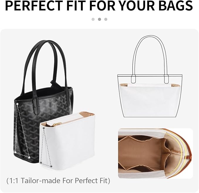 Tote Bag Organizer Insert Compatible with Handbag, Dupont Paper Purse Inner Suit for Bag, HandBag Shaper (White, Mini) - Image 7