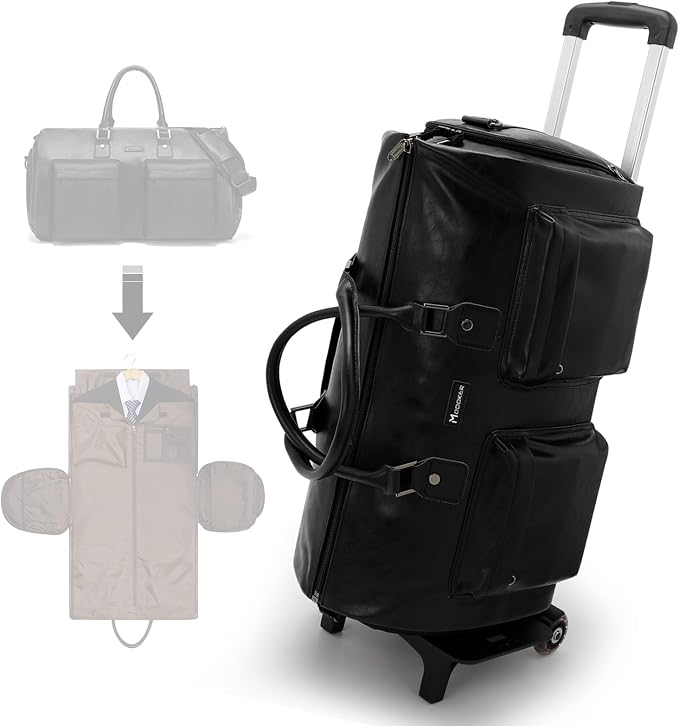 Modoker Convertible Rolling Garment Bag, Carry-On Duffle | 3-in-1 carry-on rolling duffle bag with wheels, suit carrier for overnight travel for both men and women by Modoker