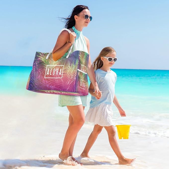senya Large Beach Shoulder Bags Canvas Tote Water Resistant for Gym Travel Daily - Image 2
