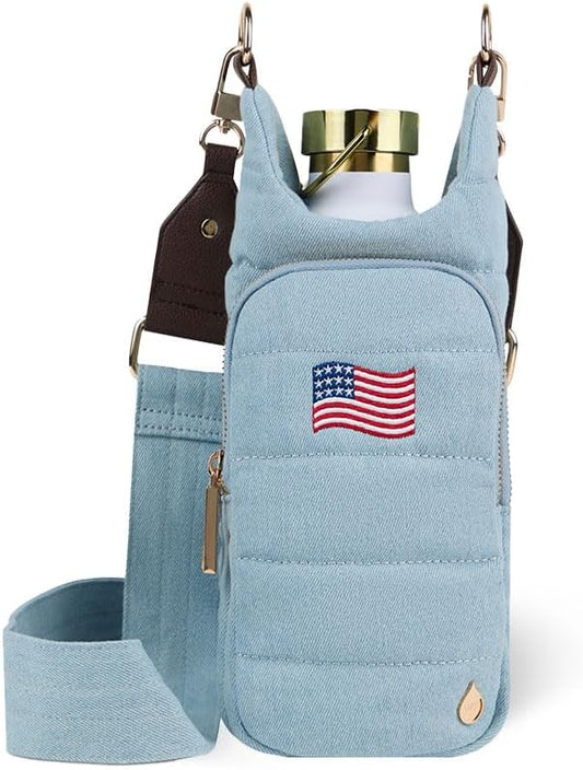 WanderFull® Original HydroBag®, Fits Up to 32 oz Water Bottle Holder with Strap, Gift for Women, Hands-Free Crossbody, Water Bottle Carrier Bag with Phone Pocket by WanderFull