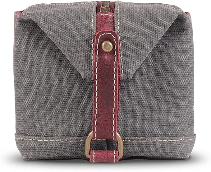 Londo Toiletry Bag Genuine Leather and Canvas Travel Toiletry Bag Dopp Kit - Unisex - Image 7
