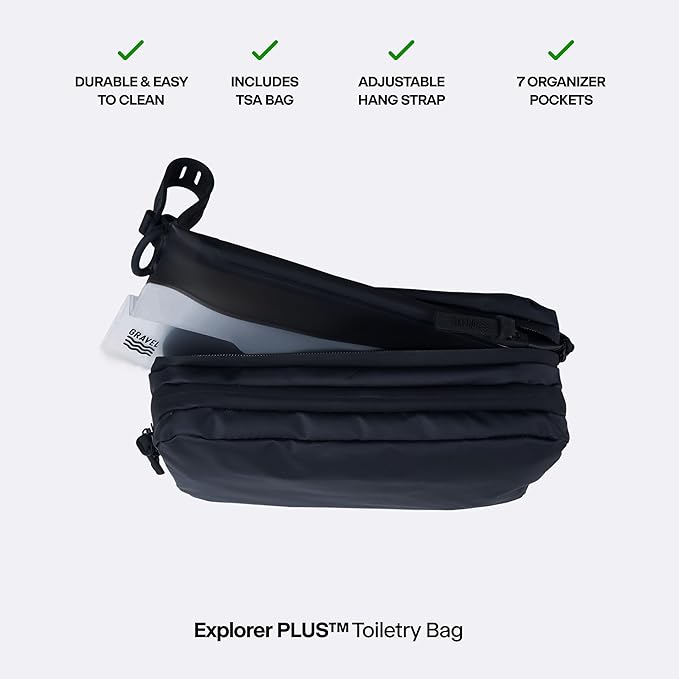 Gravel Hanging Toiletry Bag for Men and Women - Comes in 2 Sizes, Water-Resistant, Durable, Compact, Dopp Kit Travel Toiletry bag (Black, Plus) - Image 4