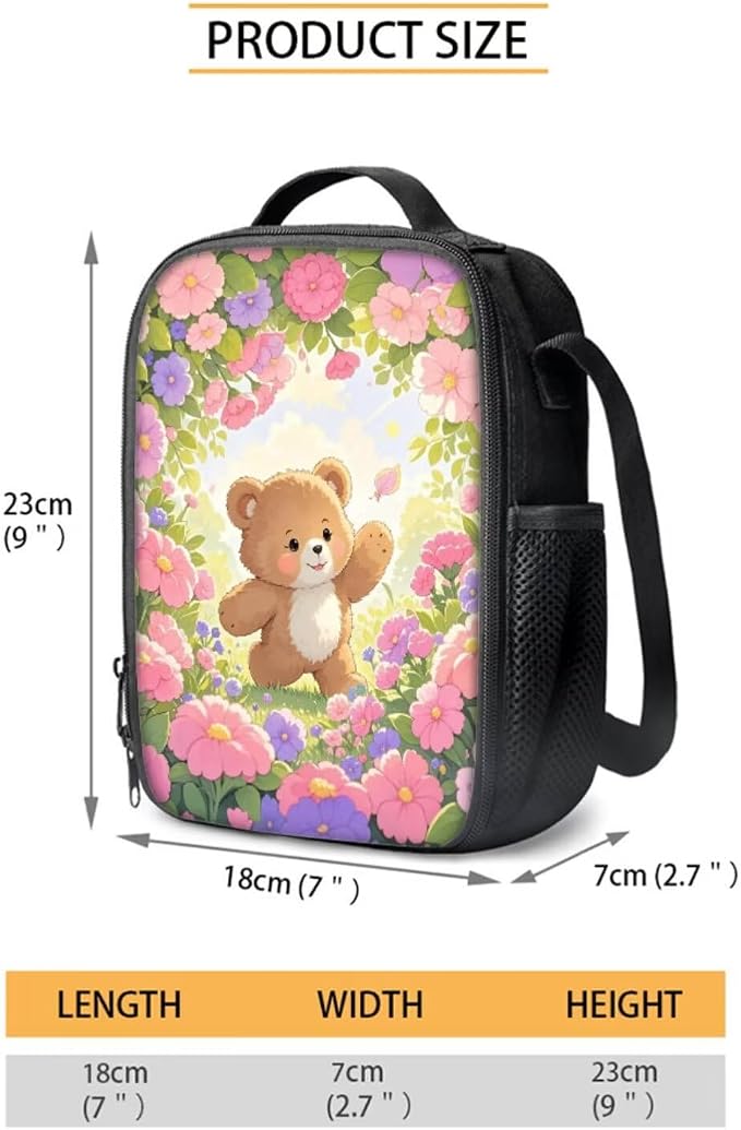 Forchrinse Bear Backpack with Lunchbox and Pencil Pouch Primary School Student Backpack Lunch Bag for Girls 6-8 Years Old 3 Piece Cute Back to School Bookbag/Lunch Box Set - Image 4