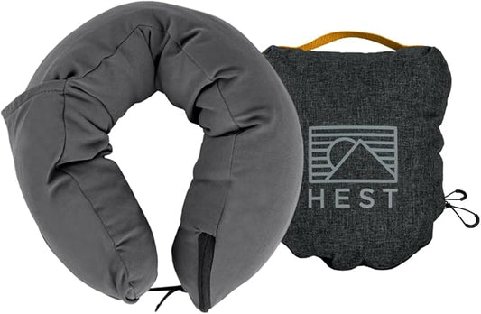 HEST Pro Travel Pillow - 3-in-1 Neck, Body, and Small Travel Pillow - Adjustable Fill for Custom Comfort - Portable and Compact Design - Memory Foam with Washable Cover by HEST