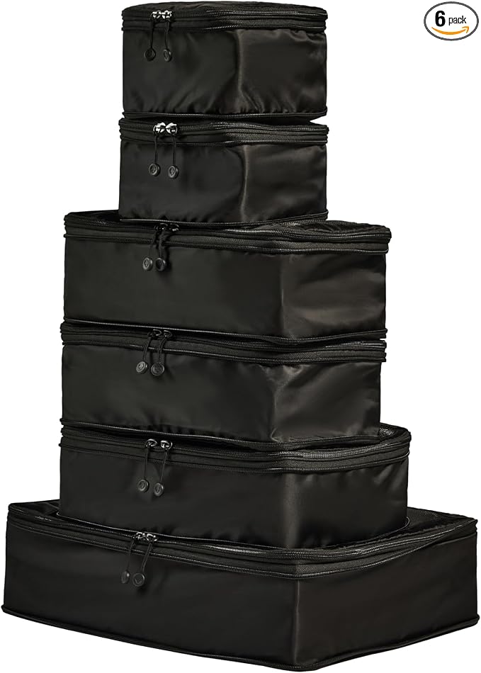 ANTLER - Compression Packing Cubes, Set of 6 Essential Packing Cubes for Suitcases and Backpacks - Holiday, Travel & Accessories Organiser, Easy Clothes and Shoe Storage - Black by Unknown