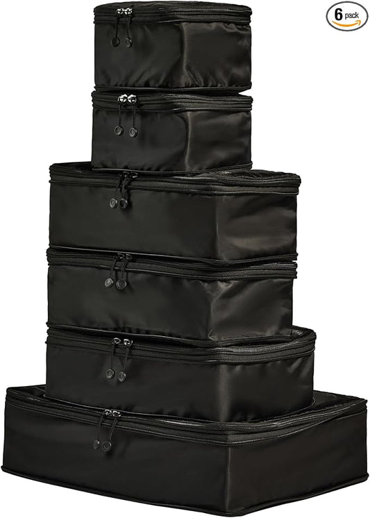 ANTLER - Compression Packing Cubes, Set of 6 Essential Packing Cubes for Suitcases and Backpacks - Holiday, Travel & Accessories Organiser, Easy Clothes and Shoe Storage - Black by Unknown