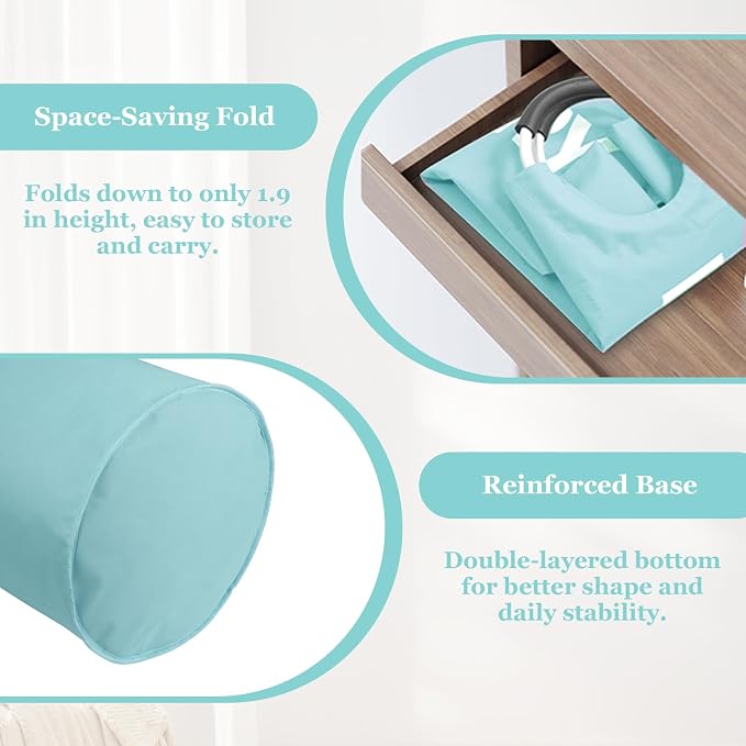 WOOHA 125L Large laundry basket,Collapsible laundry hamper, Tall Clothes Baskets Folding Washing Bin Foldable Fabric Hamper Bags for Bedroom, Closet,Bathroom,College,laundry bag,lightblue - Image 7