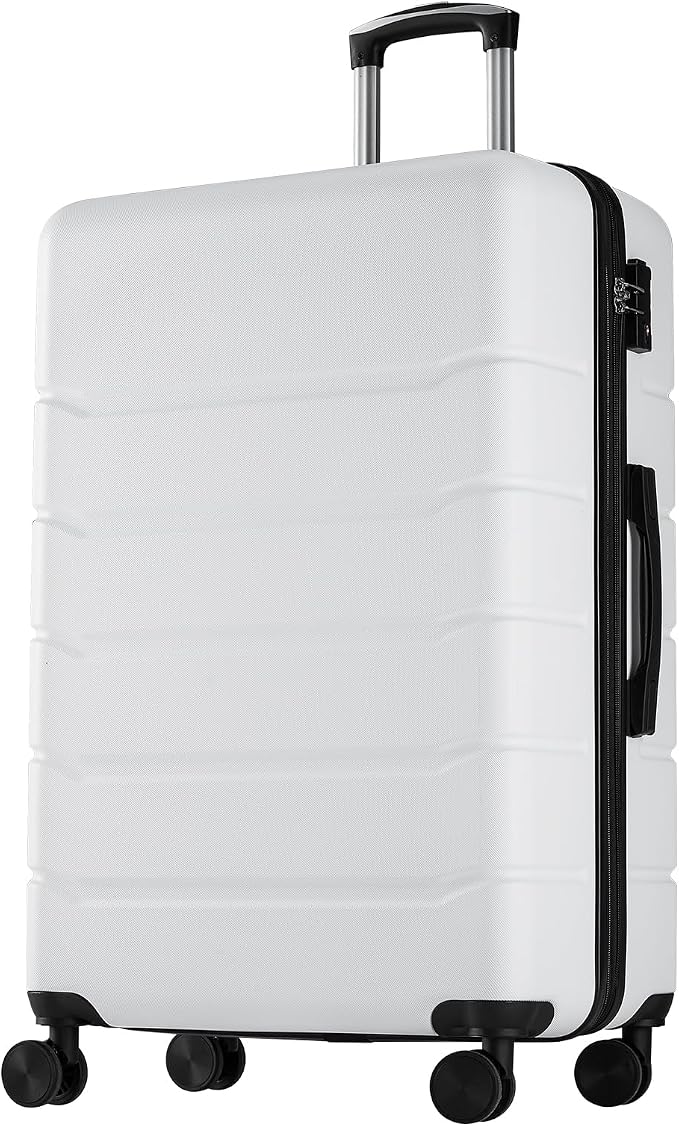 OLIXIS 29 Inch Luggage, Hardside Checked Suitcase with Spinner Wheels, Lightweight ABS Hard Shell Travel Luggage, TSA Approved Lock, Expandable Large Suitcase for Business & Travel–White by OLIXIS