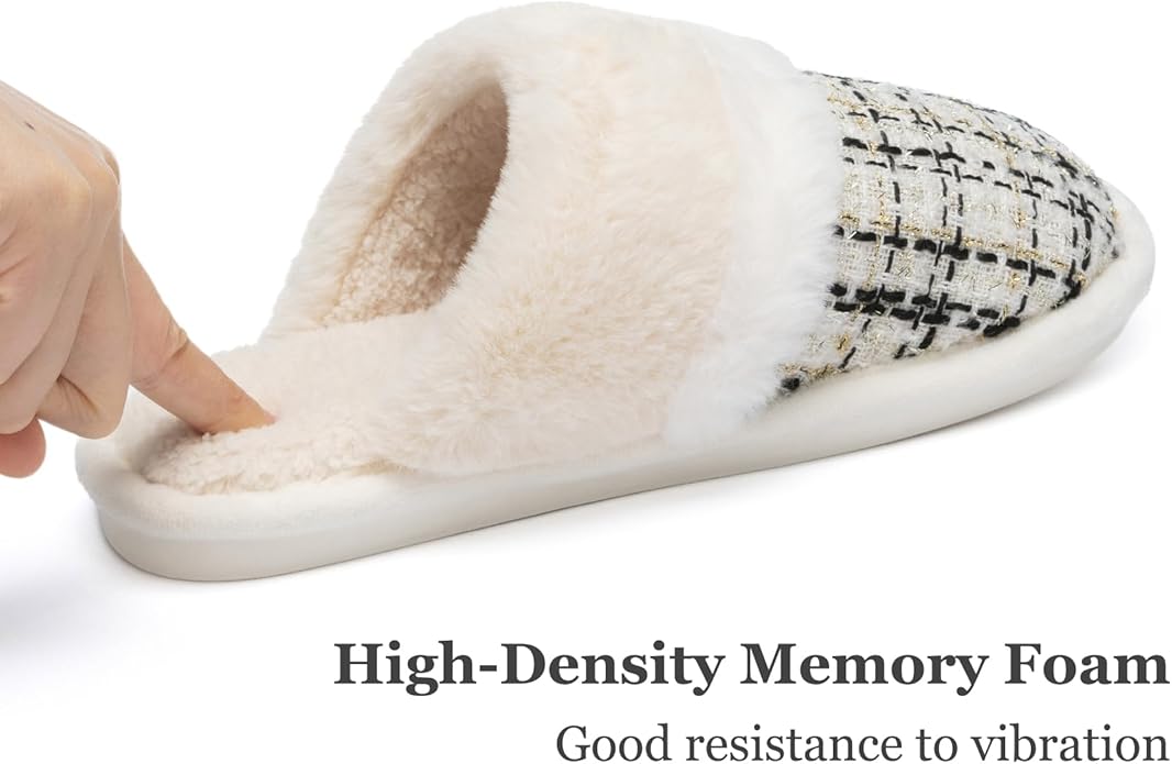 MAXTOP Womens Cozy Memory Foam Slippers Soft Warm Slip On Faux Fur House Slippers,Anti-Skid Rubber Sole,Creative Gifts for Women Mom Girlfriend