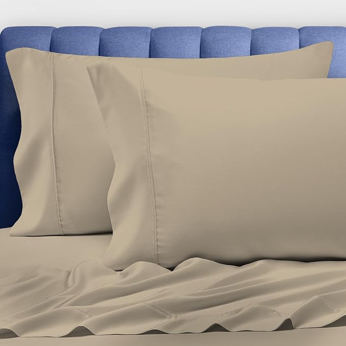 Pizuna Pure 100% Luxury Cotton King Size Pillow Case Simply Taupe, 1000 Thread Count 100% Long Staple Cotton Sateen Pillowcase, Pillow Covers with Stylish 4" Hem (Combed Cotton King Pillowcase Set) by Pizuna