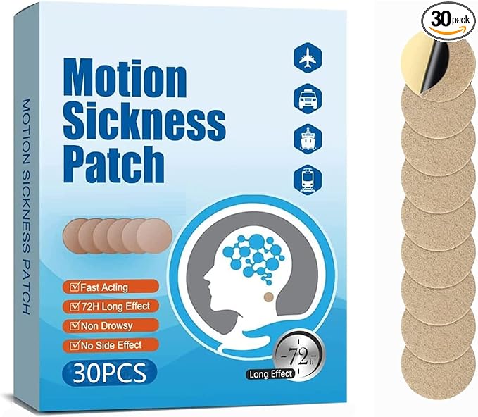(2026 New) Motion Sickness Patches Non-Drowsy, 100% Natural Motion Sickness Patch(Efficient– Lasts 72 Hours)-for Car,Airplane,Ship(Fast High Altitude Relief Patch) -for Adults and Kids(30 Count)