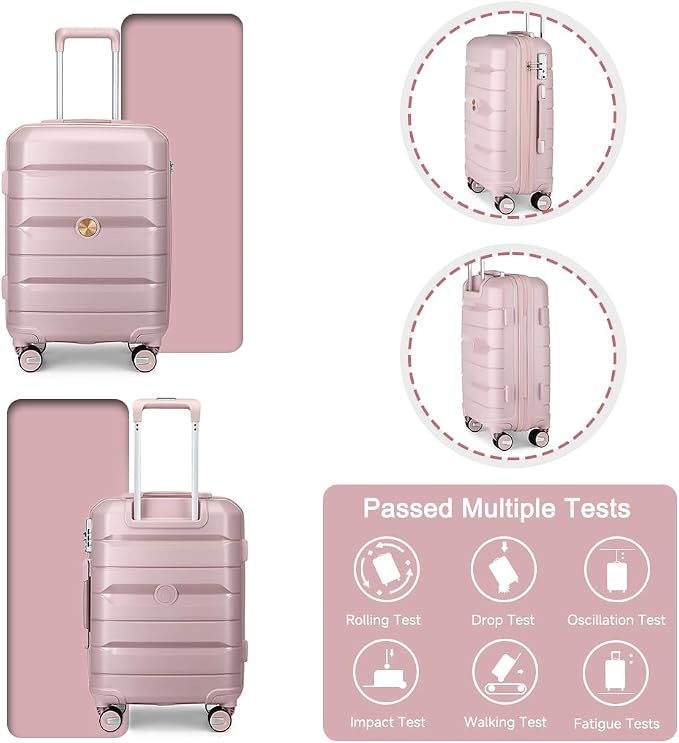 Somago Luggage Sets 4 Piece Lightweight Hardside Polypropylene Travel Suitcases with Double Spinner Wheels and TSA Lock,Nude Pink - Image 6
