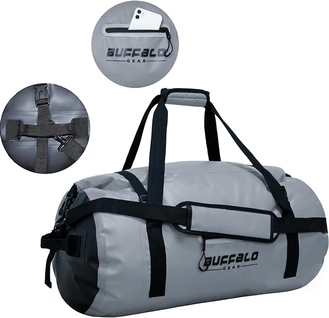 Buffalo Gear Waterproof Duffle Bag 40L 60L 80L Roll-top Dry Bag Heavy Duty Waterproof Duffel Travel Bag for Kayaking Rafting Boating Fishing Camping - Image 3