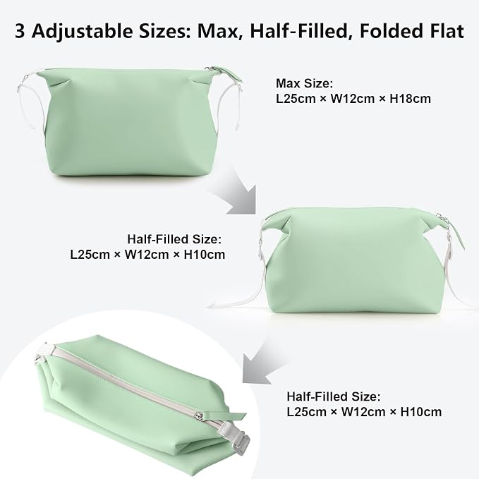 Vomgomfom 6L 13 Inch Silicone Toiletry Bag, Waterproof Leakproof Travel Cosmetic Organizer, Adjustable G-Buckle Compression Dopp Kit, Foldable Makeup Bag for Women & Men (Green, 13" 6L) - Image 5