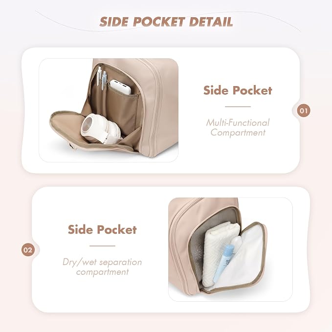 Convertible 2-in-1 Garment Bags for Travel,Women Men Carry On Garment Duffle Bag With Shoe Compartment,Hanging Suit bag,48L,Apricot - Image 2