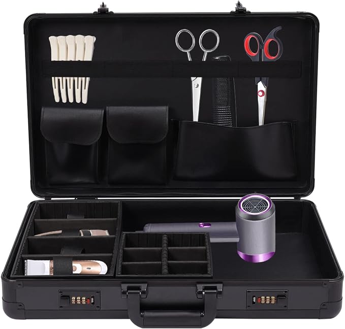 DNYSYSJ Barber Carrying Case Barber Case, Stylist Tool Box Professional Salon Hair Cutting Grooming Kit Storage Organizer for Clippers, Scissors, Barber Supplies (H) - Image 2