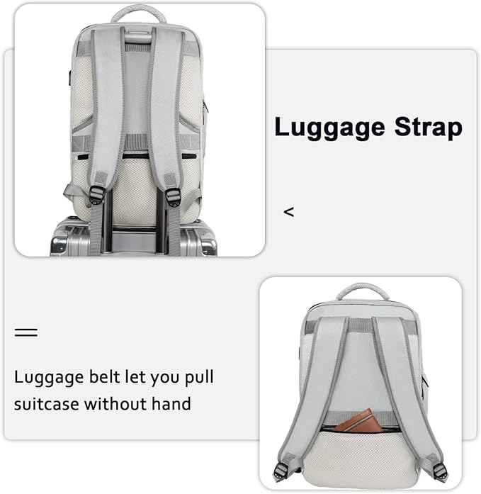 MATEIN Travel Backpack with Shoe Compartment, Gray Backpack for Airplanes | Large Personal Item Travel Bag, Shoe Compartment, Fits 17" Laptop, Water Resistant, Weekender Daypack, For Women & Men, Gray - Image 6