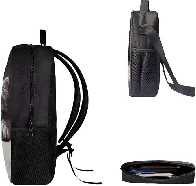 AFPANQZ Kids Backpack 3 Pieces Set Large Capacity School Bags with Heat Insulated Lunch Bags Small Pencil Bags 3 Pack - Image 3