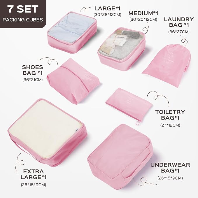 Luggage Sets 2 Piece, 9 Piece Travel Suitcase Set, 20 inch Carry on Luggage, 28 inch Checked Luggage for Women with 7PC Organize Bags - Image 6